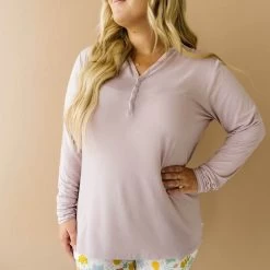 Fall Leaves (Dusty Mauve) Women's Bamboo Viscose Pajama Top -Umweltfreundlicher Windel Geschäft 10849