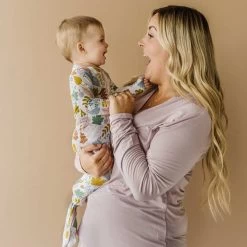 Fall Leaves (Dusty Mauve) Women's Bamboo Viscose Pajama Top -Umweltfreundlicher Windel Geschäft 10850