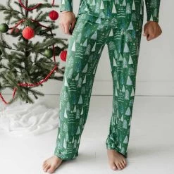 Green Twinkling Trees - Men's Bamboo Viscose Pajama Set -Umweltfreundlicher Windel Geschäft 11054