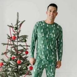 Green Twinkling Trees - Men's Bamboo Viscose Pajama Set -Umweltfreundlicher Windel Geschäft 11055