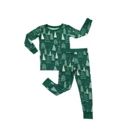 Green Twinkling Trees Two-Piece Bamboo Viscose Pajama Set -Umweltfreundlicher Windel Geschäft 11071