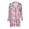 Pink Twinkling Trees Women's Bamboo Viscose Long Sleeve Sleep Shirt -Umweltfreundlicher Windel Geschäft 11469