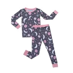 Pink To The Moon & Back Two-Piece Bamboo Viscose Pajama Set -Umweltfreundlicher Windel Geschäft 11656
