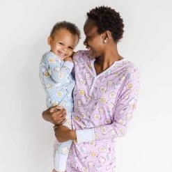 Pink Breakfast Buddies Women's Bamboo Viscose Pajama Top -Umweltfreundlicher Windel Geschäft 4155