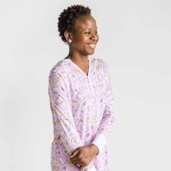 Pink Breakfast Buddies Women's Bamboo Viscose Pajama Top -Umweltfreundlicher Windel Geschäft 4157