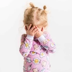 Pink Breakfast Buddies Two-Piece Toddler/Kids Bamboo Viscose Pajama Set -Umweltfreundlicher Windel Geschäft 4410