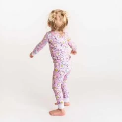 Pink Breakfast Buddies Two-Piece Toddler/Kids Bamboo Viscose Pajama Set -Umweltfreundlicher Windel Geschäft 4411