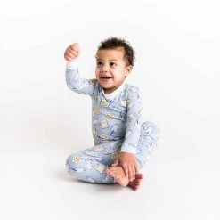 Blue Breakfast Buddies Two-Piece Toddler/Kids Bamboo Viscose Pajama Set