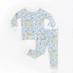Blue Breakfast Buddies Two-Piece Toddler/Kids Bamboo Viscose Pajama Set -Umweltfreundlicher Windel Geschäft 4421