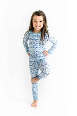 Blue Rainbow Two-Piece Bamboo Viscose Pajama Set -Umweltfreundlicher Windel Geschäft 4479
