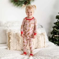 Pink Gingerbread Two-Piece Bamboo Viscose Pajama Set -Umweltfreundlicher Windel Geschäft 6372