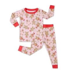 Pink Gingerbread Two-Piece Bamboo Viscose Pajama Set -Umweltfreundlicher Windel Geschäft 6374