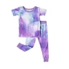 Purple Watercolor Two-Piece Bamboo Viscose Pajama Set Short Sleeve -Umweltfreundlicher Windel Geschäft 9161