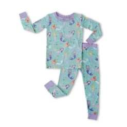 Mermaid Magic Two-Piece Toddler/Kids Bamboo Viscose Pajama Set -Umweltfreundlicher Windel Geschäft 9529